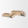 71630 - Chord Woven White-Washed w/ Brass Handle Decorative Box Set