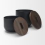 71632 - Voss Black Metal w/ Dark Brown Lid Canister Set