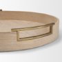 71635 - Langford Round White-Washed Wood w/ Brass Handles Tray Set