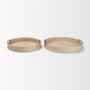 71635 - Langford Round White-Washed Wood w/ Brass Handles Tray Set