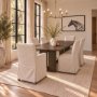 68188 - Elbert Solid Back Dining Side Chair | Cream Fabric w/ Brown Wood