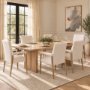 68194 - Palisades Curved Back Dining Side Chair | Cream Fabric w/ Brown Wood
