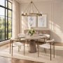 69032-AB - Maxwell 54" Round Pedestal Dining Table | Modern | Brown Wood & Brown Wood/Gold Metal | Seats 4