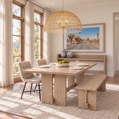 69199 - Aida 84"L x 42"W Rectangular Dining Table | Modern | Light Gray Wood | Seats 8