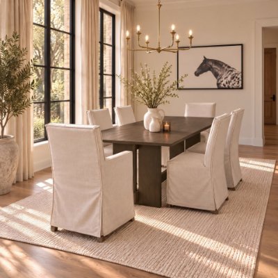 71345 - Aida 84"L x 42"W Rectangular Dining Table | Modern | Mid Brown Wood | Seats 8