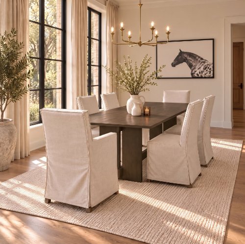 71345 - Aida 84"L x 42"W Rectangular Dining Table | Modern | Mid Brown Wood | Seats 8