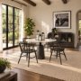 70781-AB - Maxwell 48" Round Pedestal Dining Table | White Marble & Black Wood | Seats 4