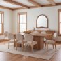 71724 - Martie Rounded Back Dining Side Chair | Oatmeal Fabric w/ Wood