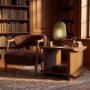 71504 - Lewis Mocha Fabric w/ Brown Wood Open Back Accent Chair