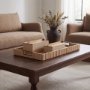 71630 - Chord Woven White-Washed w/ Brass Handle Decorative Box Set