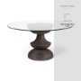 68748-AB - Crossman 60" Round Pedestal Dining Table | Modern | Glass & Dark Brown/Gray Wood | Seats 6
