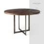 69176-AB - Faye 48" Round Dining Table | Med Brown Wood & Antique Nickel Metal | Seats 4