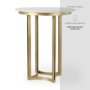 69938-AB - Tanner 32"L x 32"W Pedestal Dining Table | White Marble & Matte Gold | Seats 2